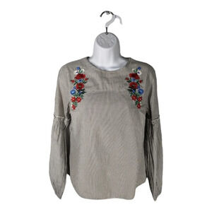 Primark  Striped Blouse Floral Embroidery 8